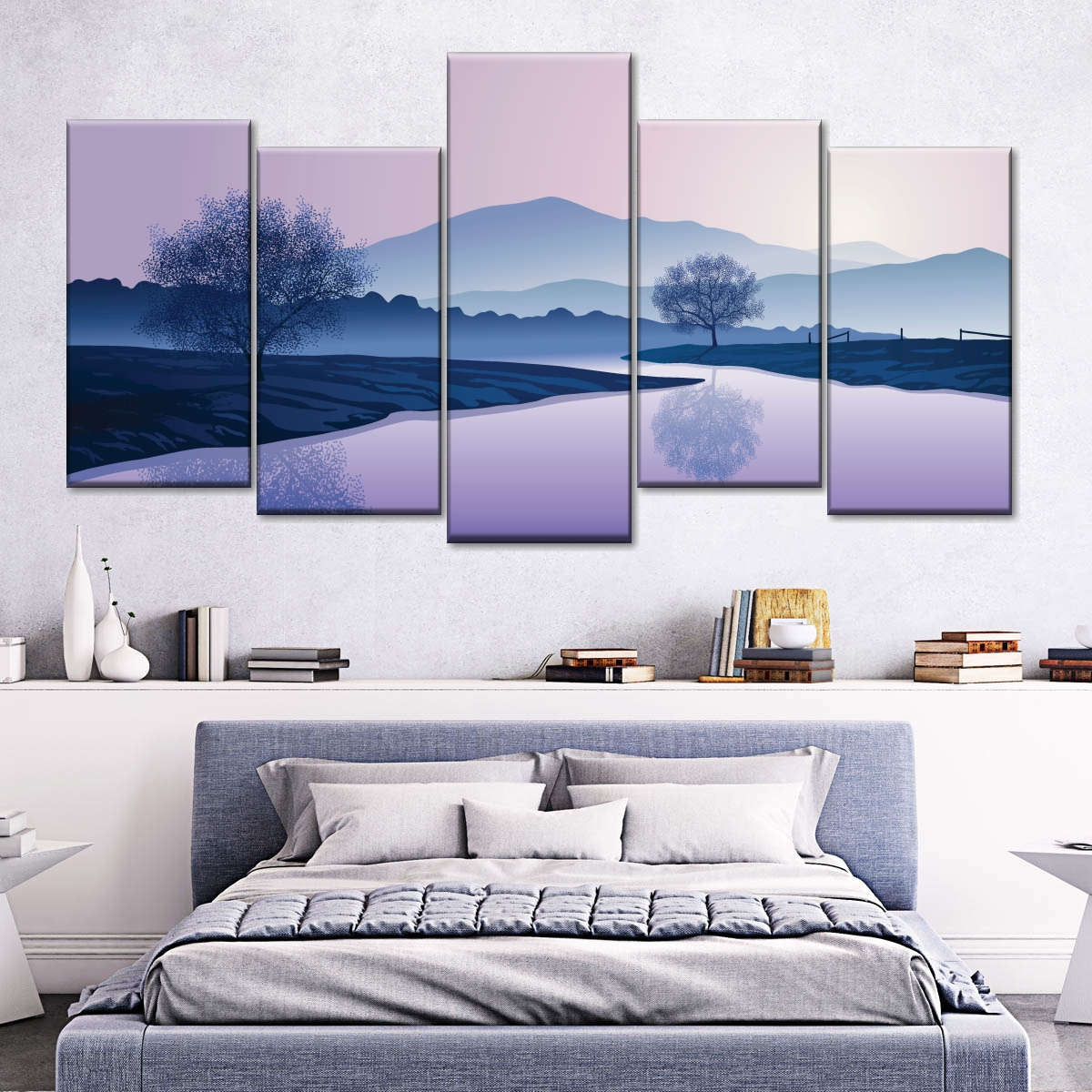 purple pressed flower wall art decor for earthy bedroom deco by