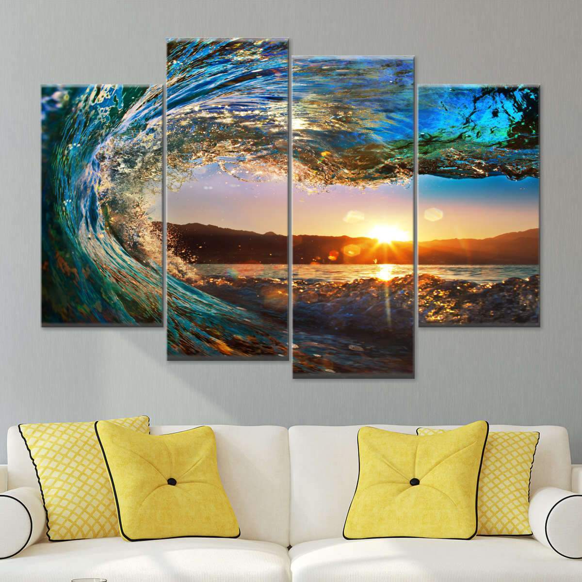Wall26 - Square Canvas Wall Art - Clear Sea Waves Rushing to The Beach Viewd from The Sky - Giclee Print Gallery Wrap Modern Home Decor Ready to Hang