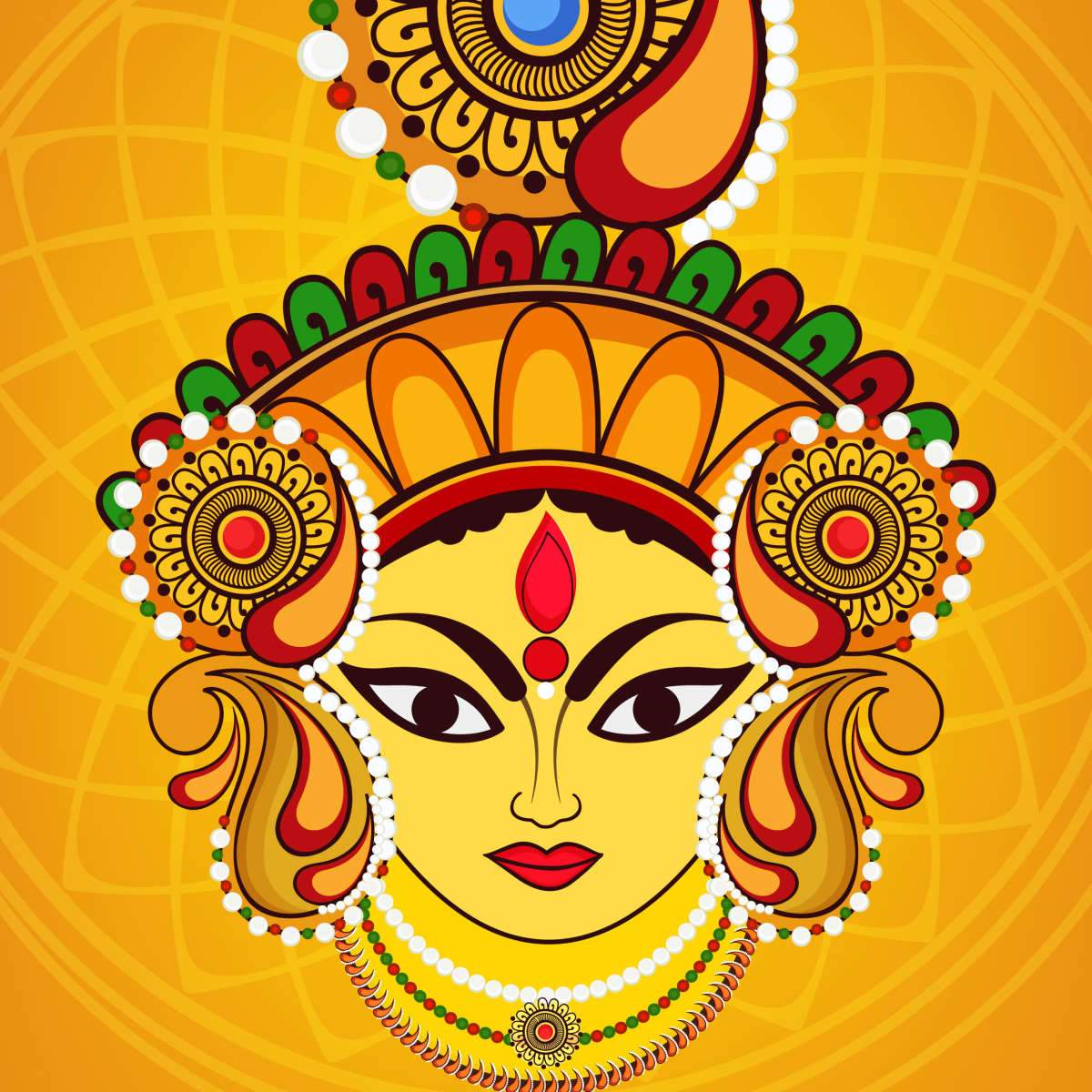 Happy dussehra vector illustration contour of maa durga face on white  background for hindu festival  CanStock