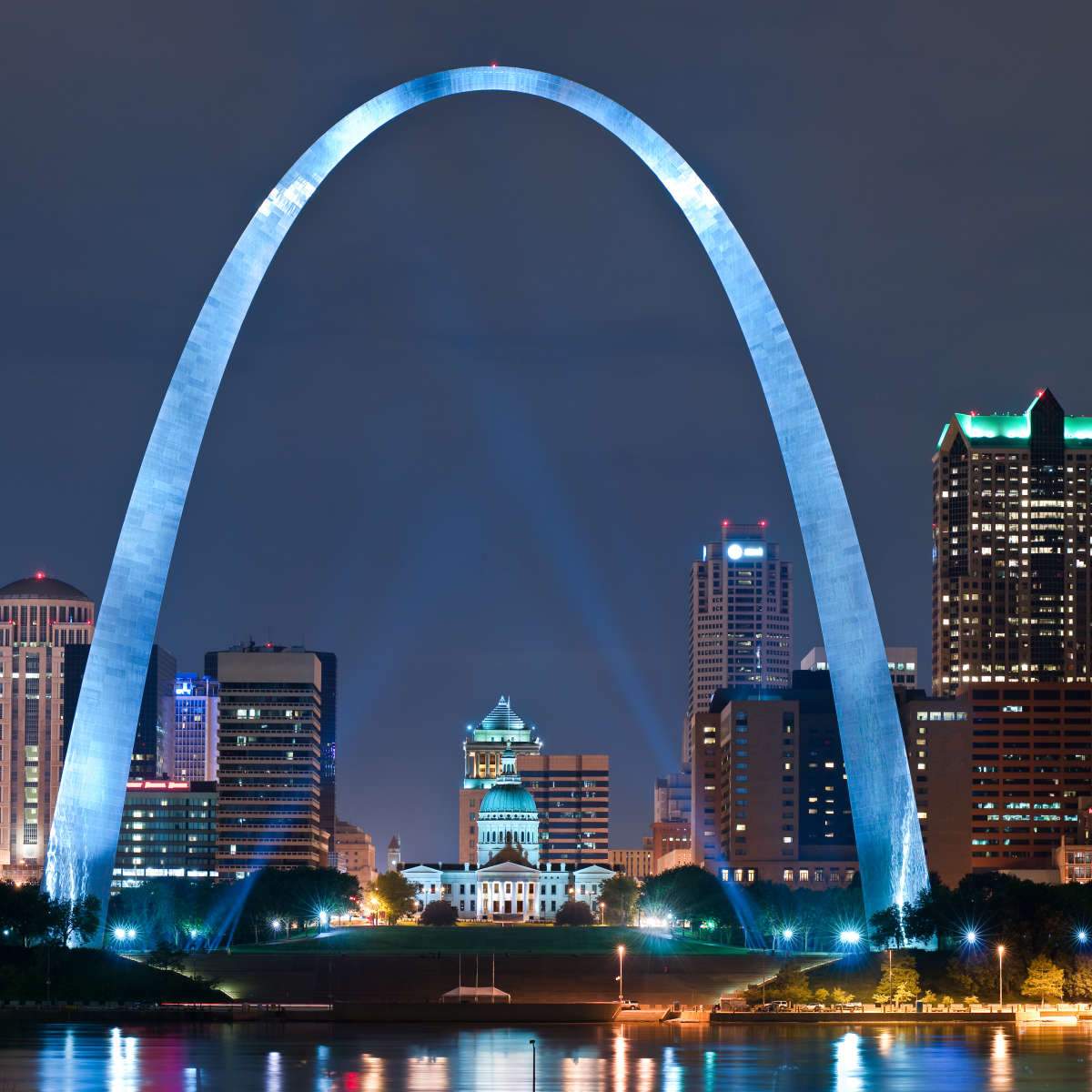 Saint Louis Gateway Arch Missouri City Night View Poster Canvas Print  Painting Picture Wall Art Home Hallway Bedroom Living Room Decor  (unframe,12x24