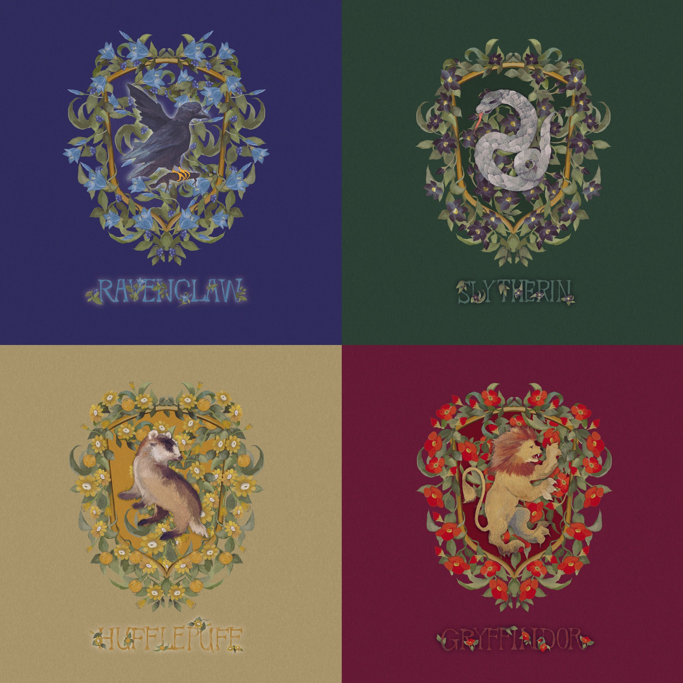 Hogwarts Houses Harry Potter Wall Art: Canvas Prints, Art Prints ...