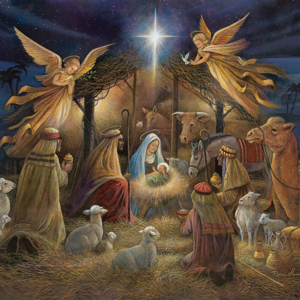 Dona Gelsinger A Savior Is Born Fiber Optic Lighted Framed Nativity Canvas  Wall