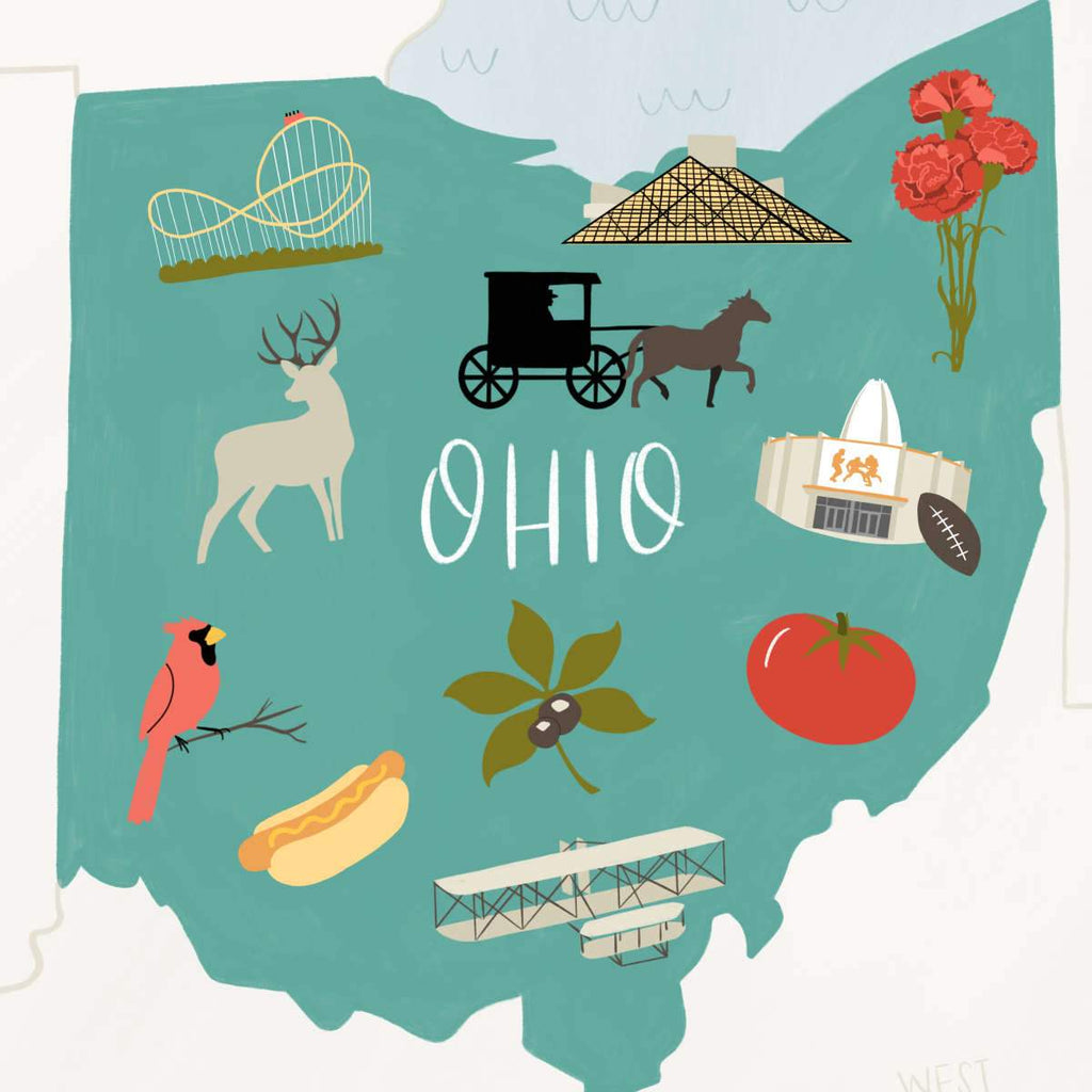 Ohio Map Wall Art | Prints, Framed Prints And Multi Panel Art