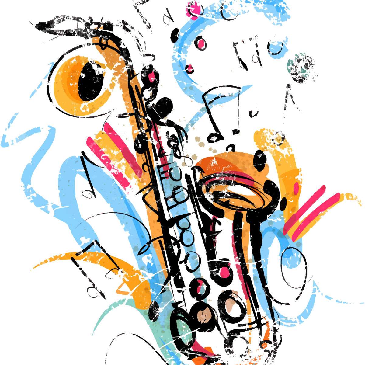 playing saxophone art